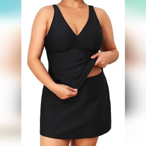 DACI PLUS SIZE 2 Piece Tankini Swimsuit with Skirt